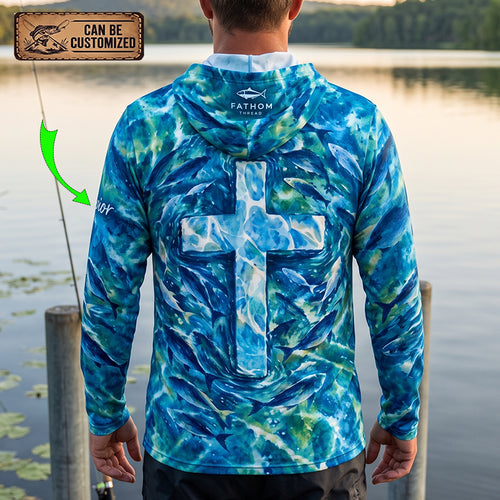 Savior Christian Ocean Fishing Hooded Long Sleeve Shirt