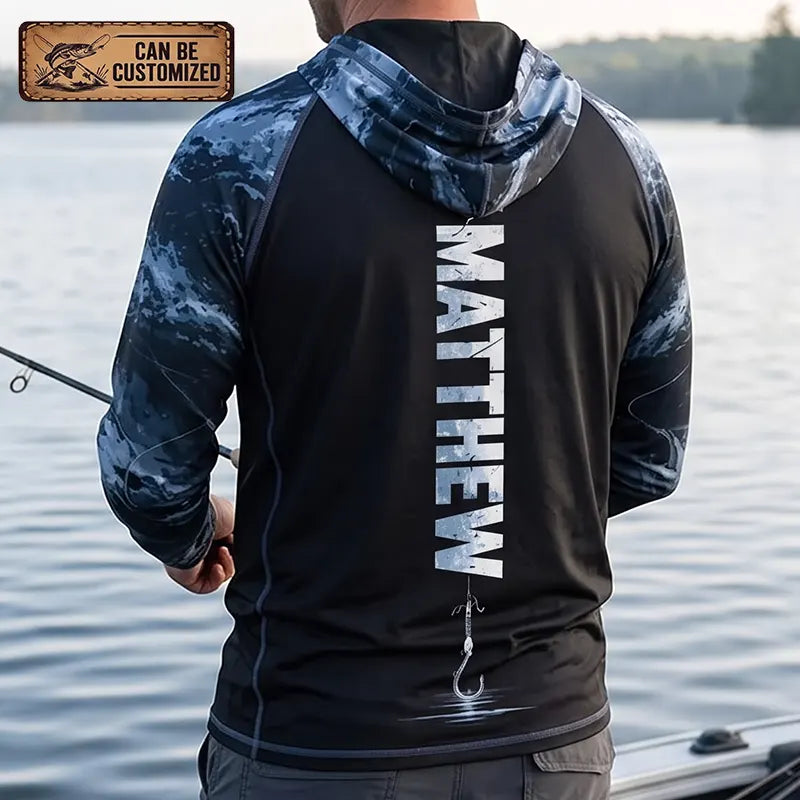 Personalized Fishing Raglan Outdoor Adventure Hooded Long Sleeve Shirt