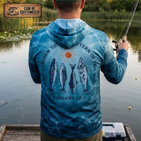 Personalized Romans 12:2 Christian Ocean Fishing Hooded Long Sleeve Shirt