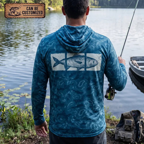 Personalized Fathom Thread Underwater Fish Camo Hooded Long Sleeve Shirt