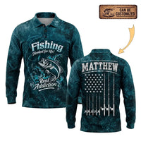 Personalized Hooked for Life Fishing Polo Long Sleeve Shirt