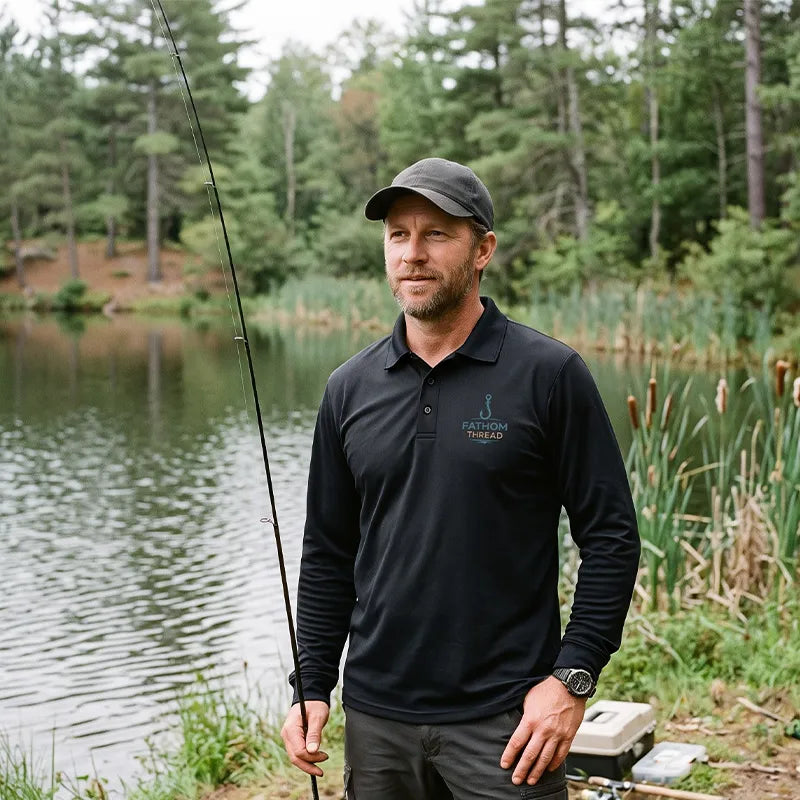 Funny I'm Not Bad at Fishing Bass Fishing Polo Long Sleeve Shirt