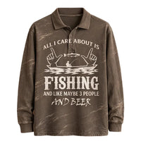 All I Care About Is Fishing Funny Fishing Lover Polo Long Sleeve Shirt