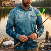 Personalized Romans 12:2 Christian Ocean Fishing Polo Long Sleeve Shirt