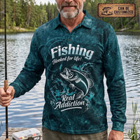 Personalized Hooked for Life Fishing Polo Long Sleeve Shirt