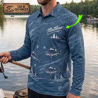 Personalized Sleigh the Big Ones Christmas Fishing Polo Long Sleeve Shirt