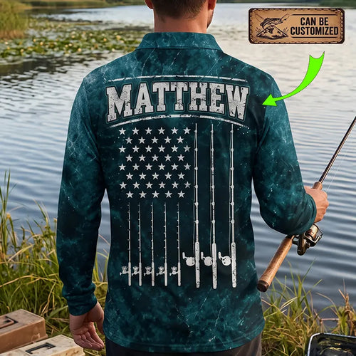 Personalized Hooked for Life Fishing Polo Long Sleeve Shirt