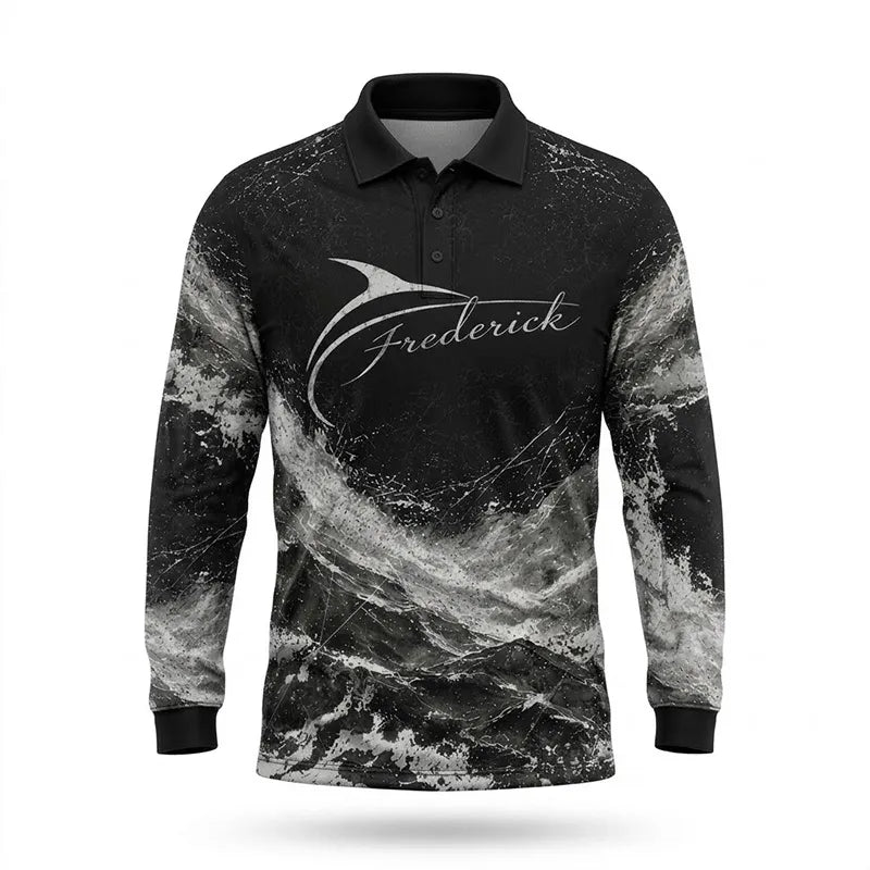 Personalized Sailfish Fisherman Not Now I'm Going Fishing Polo Long Sleeve Shirt