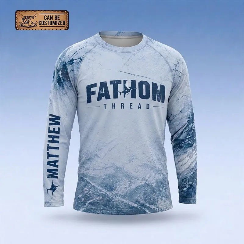 Personalized Fathom Thread Custom Marlin Strike Fishing Long Sleeve Shirt