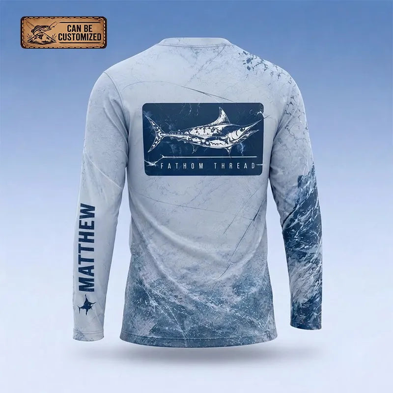Personalized Fathom Thread Custom Marlin Strike Fishing Long Sleeve Shirt