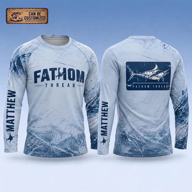 Personalized Fathom Thread Custom Marlin Strike Fishing Long Sleeve Shirt