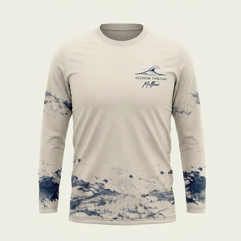 Personalized Fathom Thread Gyotaku Tuna Ocean Fishing Long Sleeve Shirt
