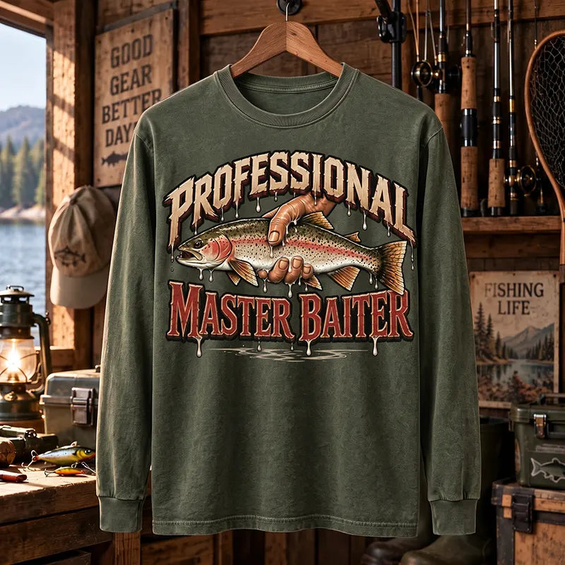 Professional Master Baiter Vintage Rainbow Trout Fishing Long Sleeve Shirt