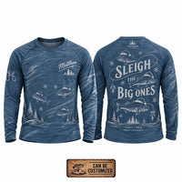 Personalized Sleigh the Big Ones Christmas Fishing Long Sleeve Shirt
