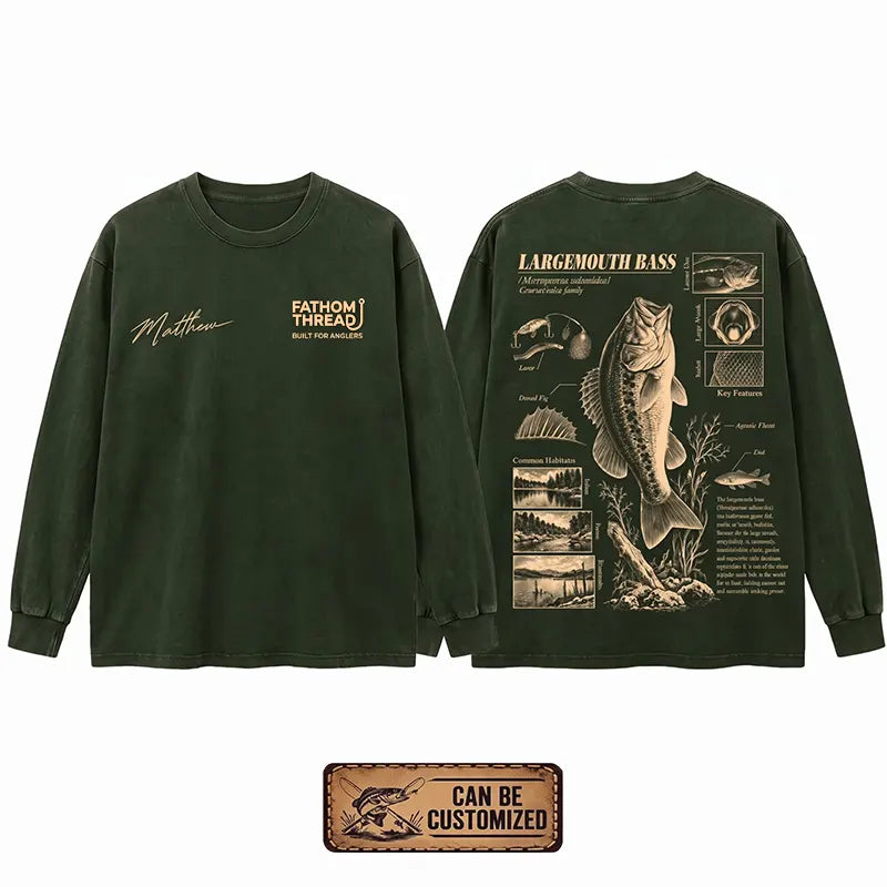 Largemouth Bass Fishing Vintage Long Sleeve Shirt