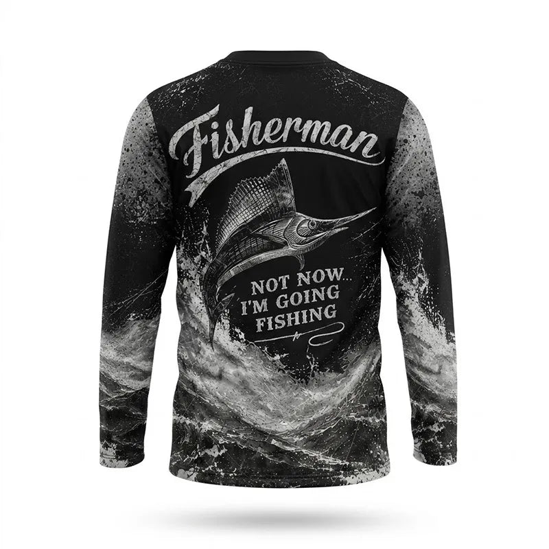 Personalized Sailfish Fisherman Not Now I'm Going Fishing Long Sleeve Shirt