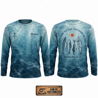 Personalized Romans 12:2 Christian Ocean Fishing Long Sleeve Shirt