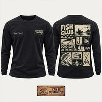 Personalized Fish Club Good Days On The Water Long Sleeve Shirt