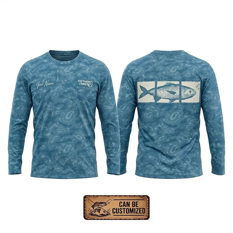 Personalized Fathom Thread Underwater Fish Camo Long Sleeve Shirt