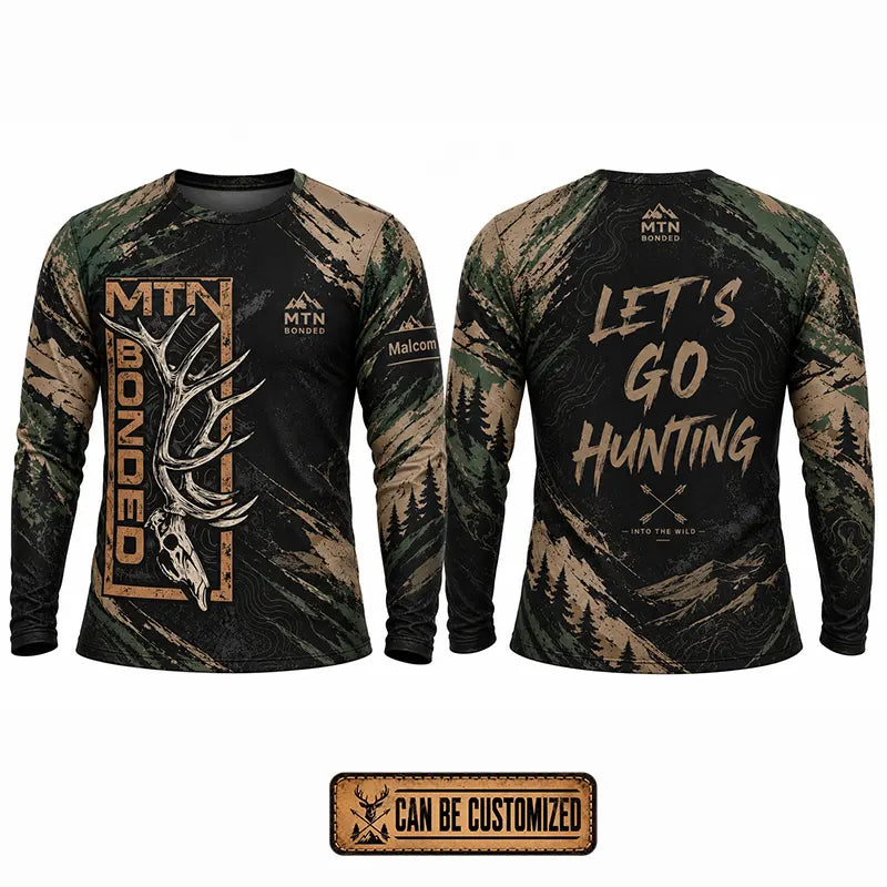 Personalized MTN Bonded Let's Go Hunting Camo Long Sleeve Shirt
