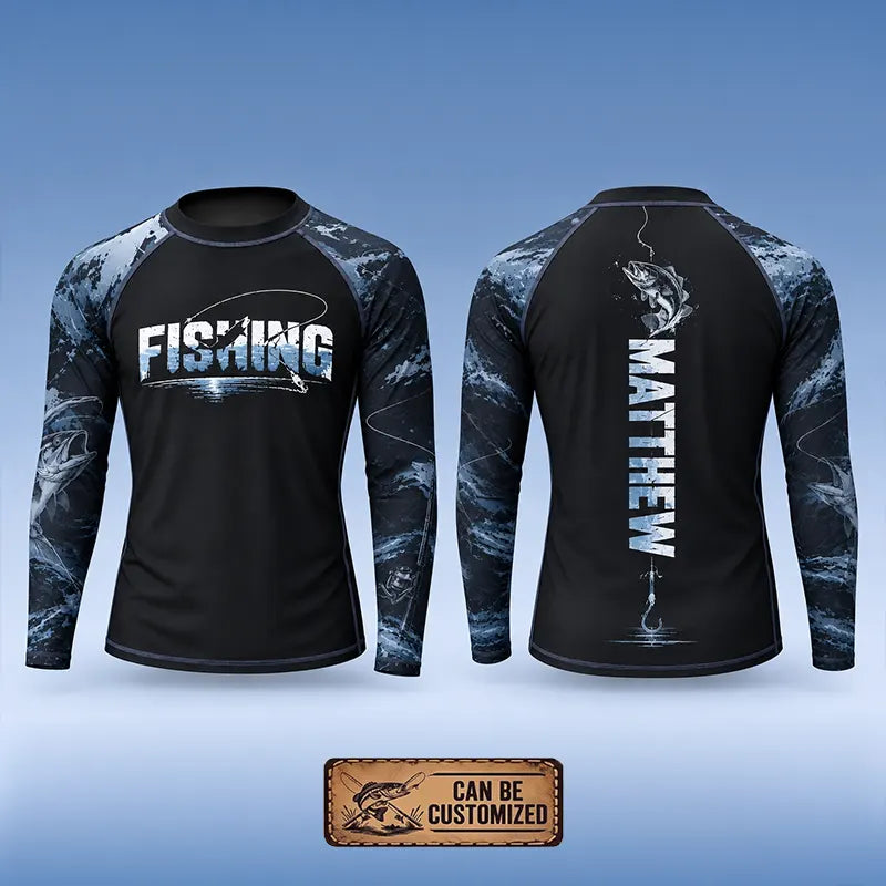 Personalized Fishing Raglan Outdoor Adventure Long Sleeve Shirt