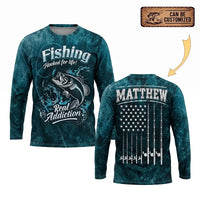 Personalized Hooked for Life Fishing Long Sleeve Shirt