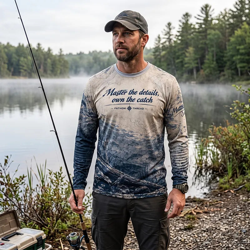 Personalized Fathom Thread Custom Largemouth Bass Anatomy Fishing Long Sleeve Shirt