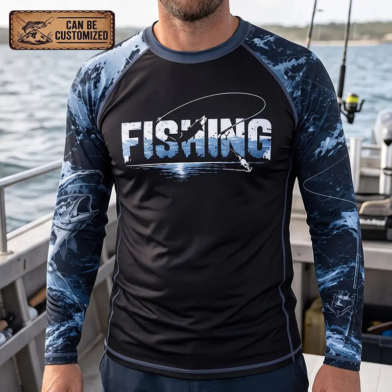 Personalized Fishing Raglan Outdoor Adventure Long Sleeve Shirt