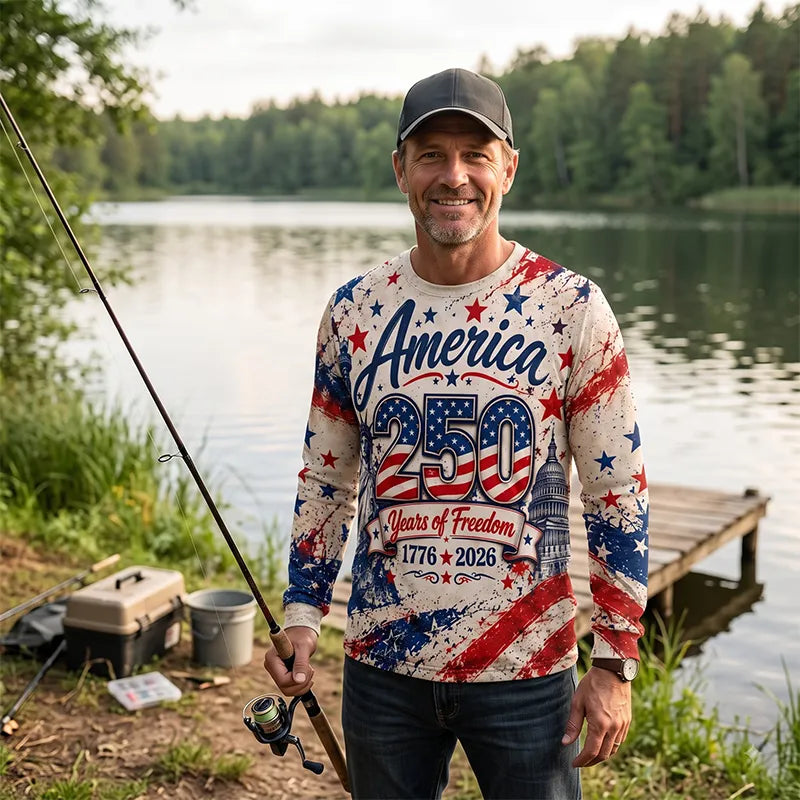 Personalized America 250 Years Of Freedom American Flag Long Sleeve Shirt