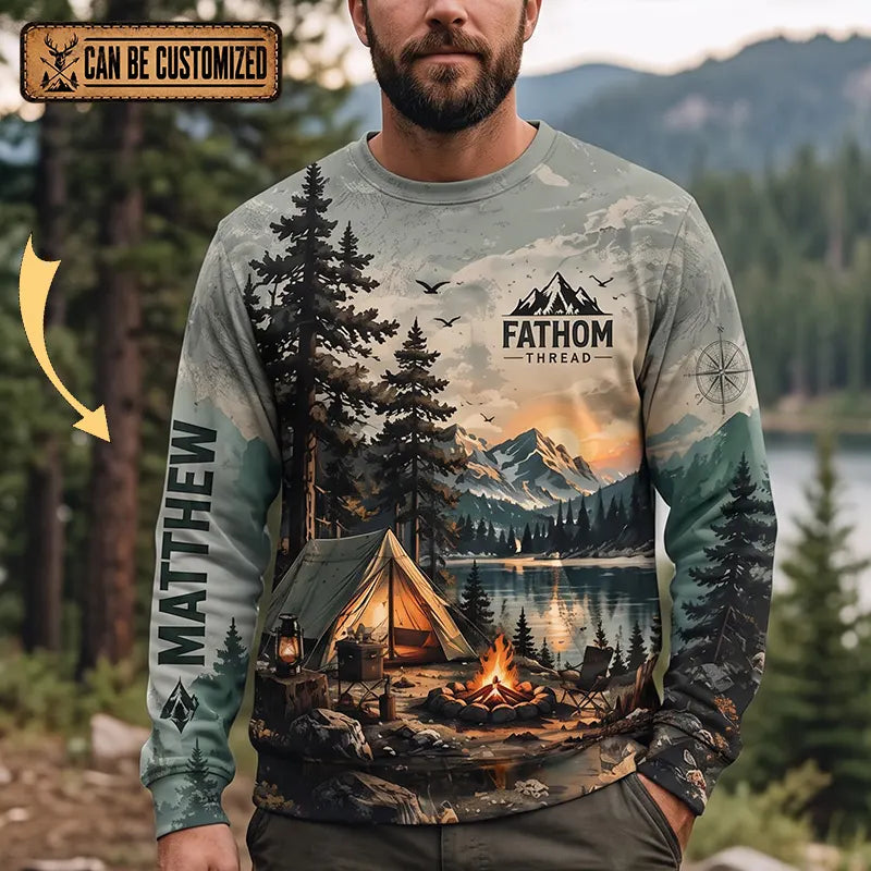 Camping Wilderness Scenic All Over Print Long Sleeve Shirt