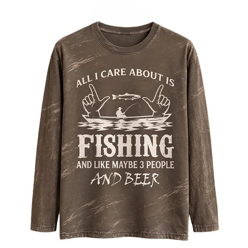 All I Care About Is Fishing Funny Fishing Lover Long Sleeve Shirt
