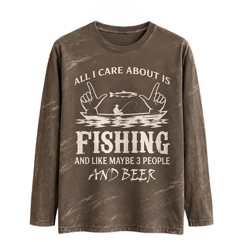 All I Care About Is Fishing Funny Fishing Lover Long Sleeve Shirt