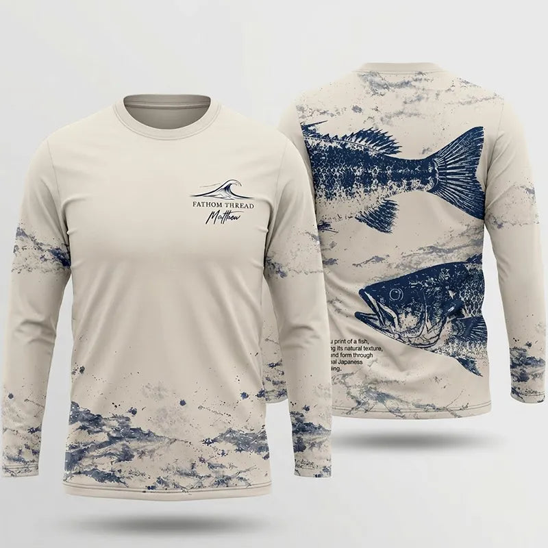 Fathom Thread Gyotaku Bass Fishing Long Sleeve Shirt