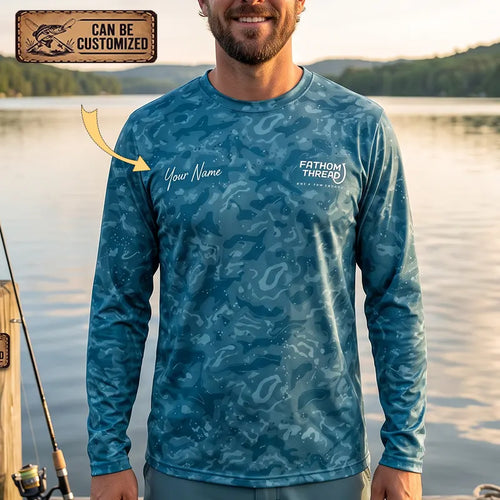 Personalized Fathom Thread Underwater Fish Camo Long Sleeve Shirt