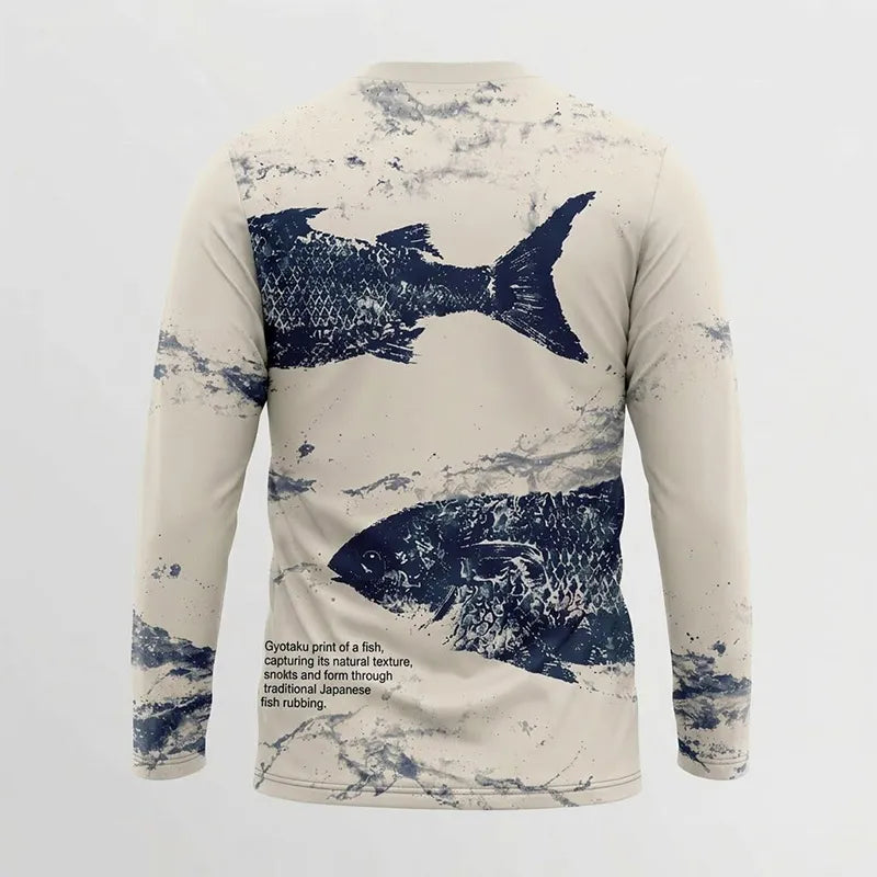 Fathom Thread Gyotaku Fishing Art Outdoor Long Sleeve Shirt