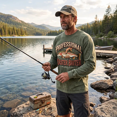 Professional Master Baiter Vintage Rainbow Trout Fishing Long Sleeve Shirt