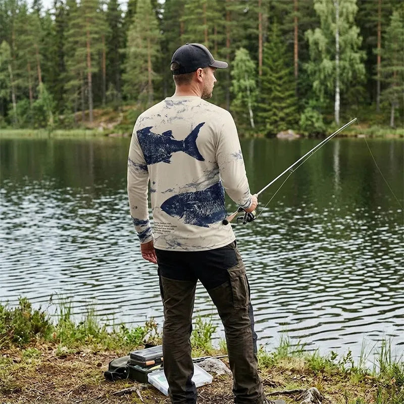 Fathom Thread Gyotaku Fishing Art Outdoor Long Sleeve Shirt