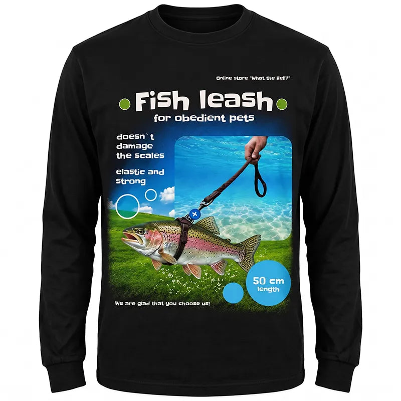 Funny Rainbow Trout Fish Leash Fishing Long Sleeve Shirt