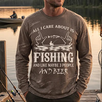All I Care About Is Fishing Funny Fishing Lover Long Sleeve Shirt