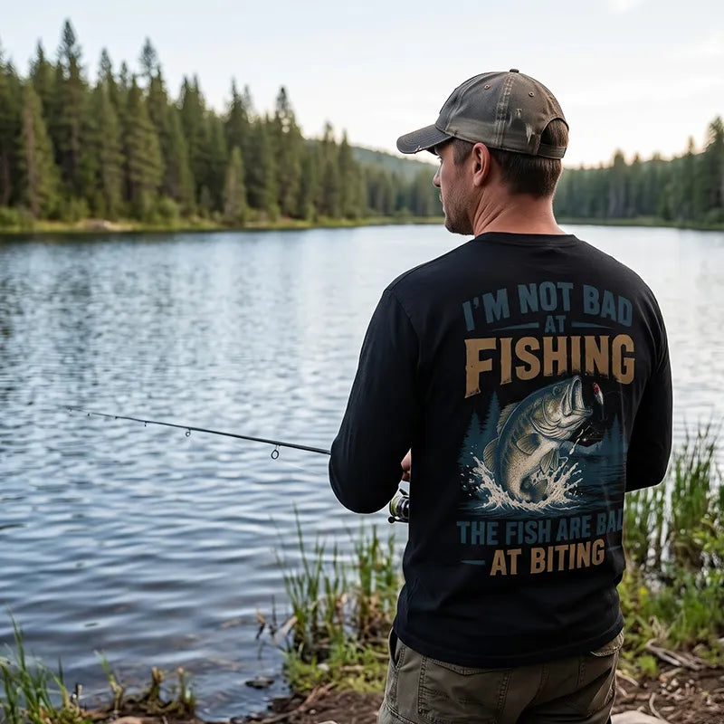 Funny I'm Not Bad at Fishing Bass Fishing Long Sleeve Shirt