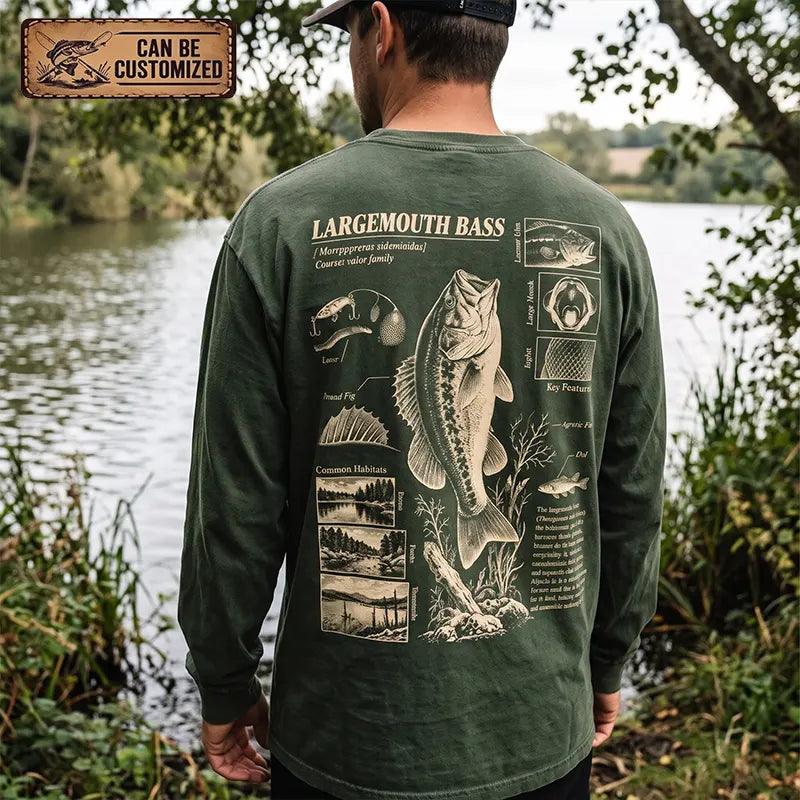Largemouth Bass Fishing Vintage Long Sleeve Shirt