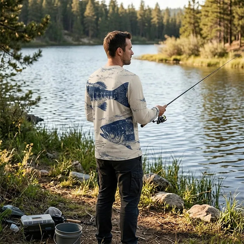 Fathom Thread Gyotaku Bass Fishing Long Sleeve Shirt