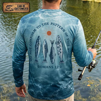 Personalized Romans 12:2 Christian Ocean Fishing Long Sleeve Shirt