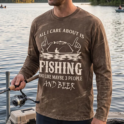 All I Care About Is Fishing Funny Fishing Lover Long Sleeve Shirt