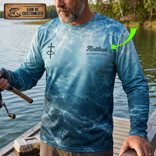 Personalized Romans 12:2 Christian Ocean Fishing Long Sleeve Shirt