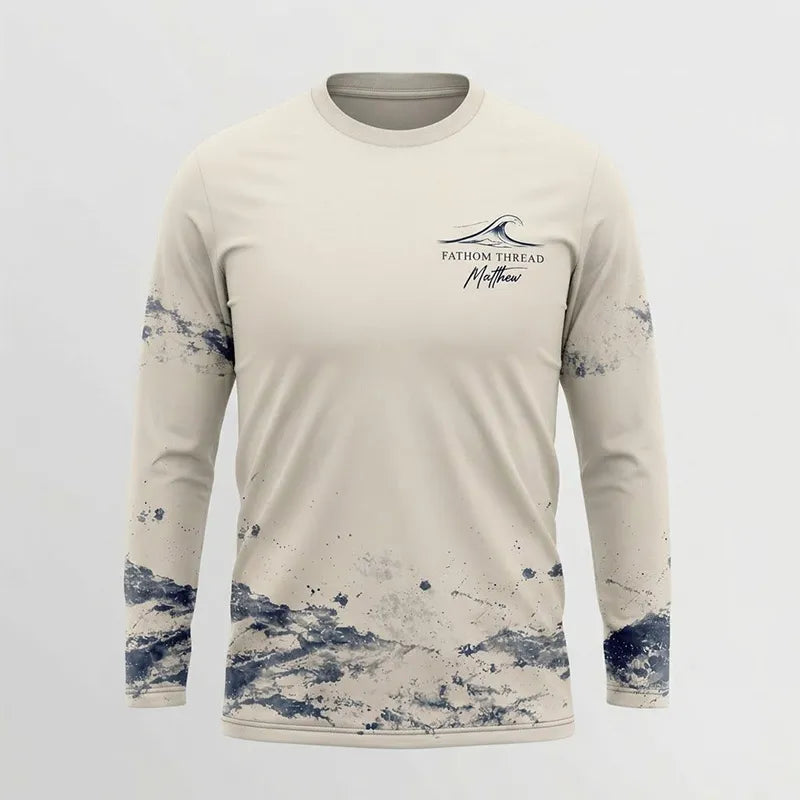 Fathom Thread Gyotaku Fishing Art Outdoor Long Sleeve Shirt