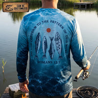 Personalized Romans 12:2 Christian Ocean Fishing Long Sleeve Shirt