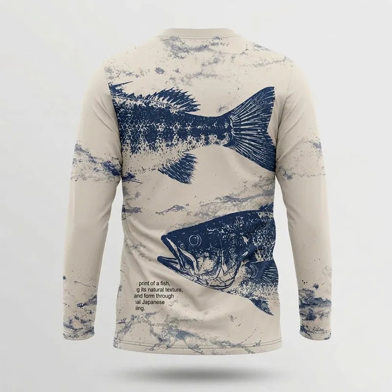Fathom Thread Gyotaku Bass Fishing Long Sleeve Shirt