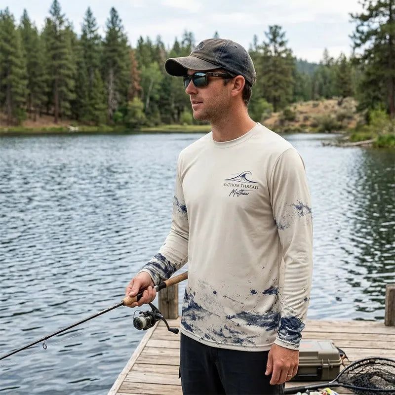 Fathom Thread Gyotaku Fishing Art Outdoor Long Sleeve Shirt
