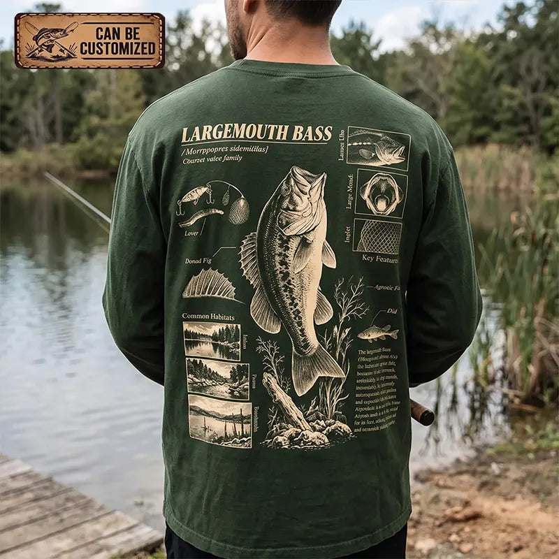 Largemouth Bass Fishing Vintage Long Sleeve Shirt